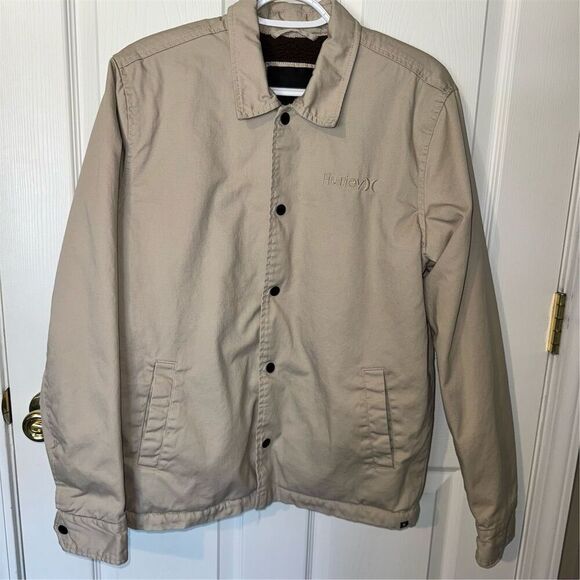 Hurley Other - Hurley Men's Sherpa Lined Utility Military Jacket Tan Size S Casual Mid-Length